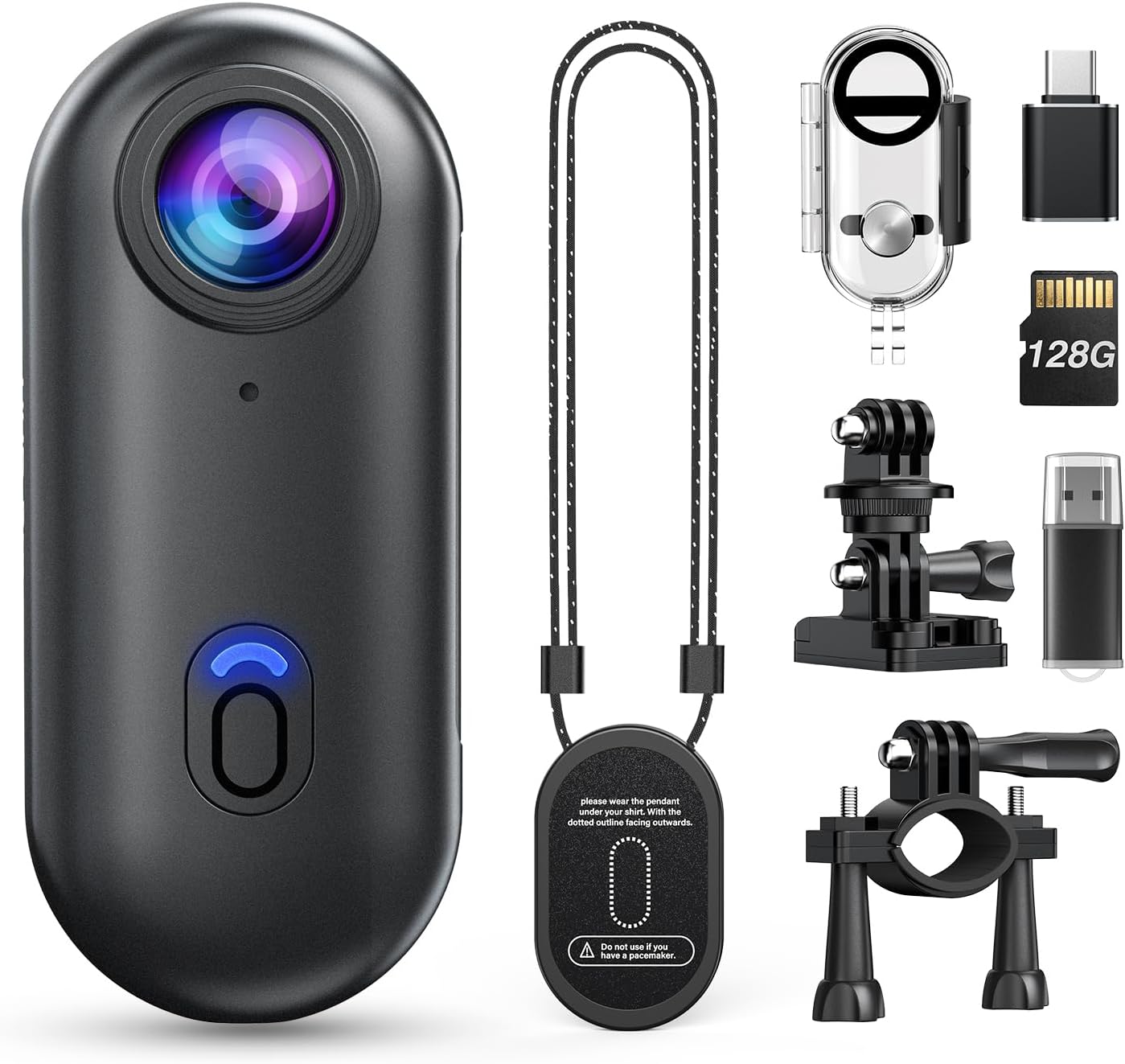 Z10 4K Action Camera, 128GB Wearable Sports Camera with Waterproof Case, Magnetic Clip, and Quick-Mount Accessories, Small Body Cam for Cycling, Diving, Travel, and Outdoor Adventures